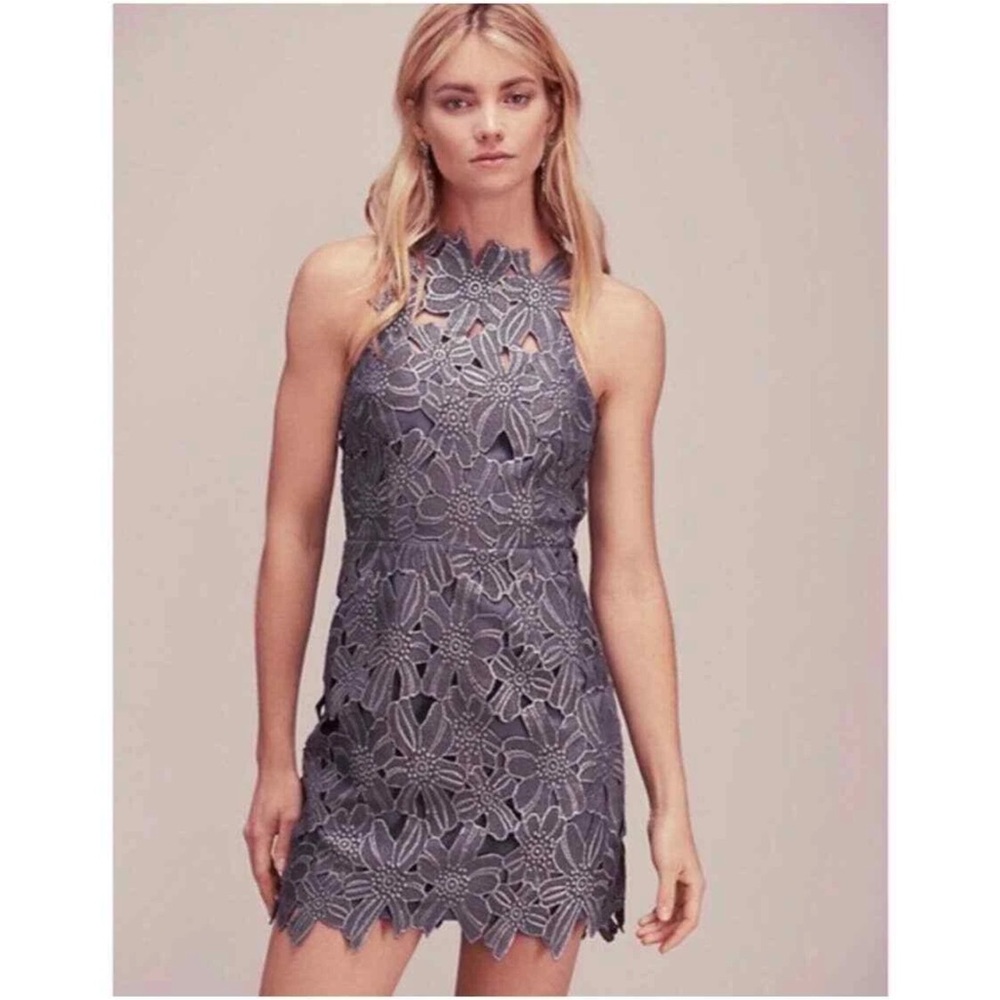 Free People Jesse x Saylor Dress Charcoal Floral Lace Mini Size Medium